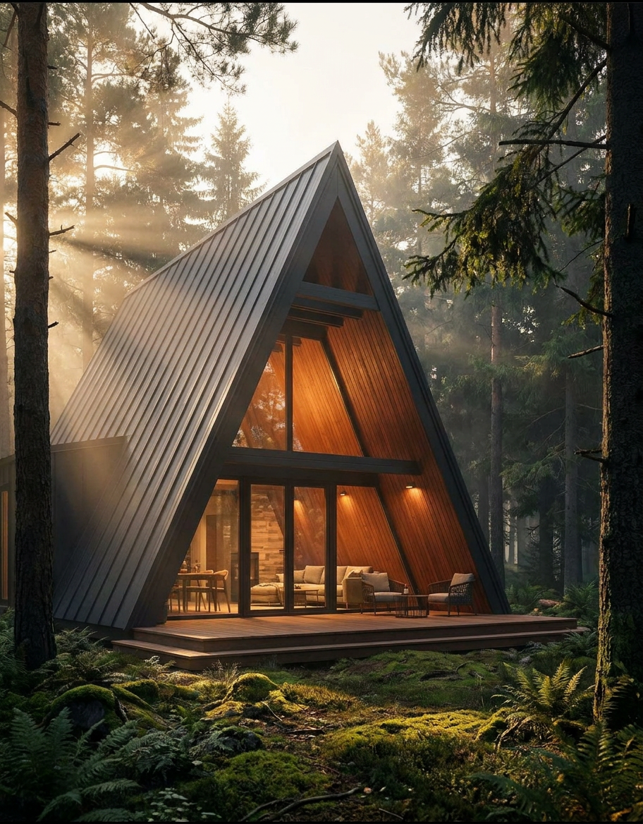 Каркасний A-frame будинок під ключ у затишному хвойному лісі від RGgroup КАРКАС